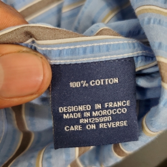 Faconnable Shirt Men XL Oxdord Striped Club Deauville Button Up Front - Picture 13 of 13